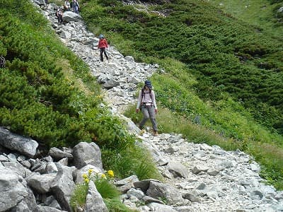 山旅（登山）の岩場の歩行