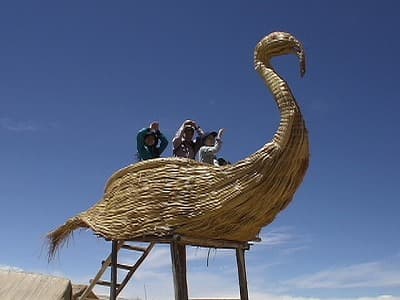 ペルー・プーノの旅行や観光地、チチカカ湖・ウロス島にあったトトラでできた鳥