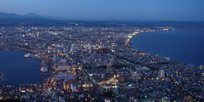 北海道函館市の旅行で訪れた観光名所、函館山の夜景