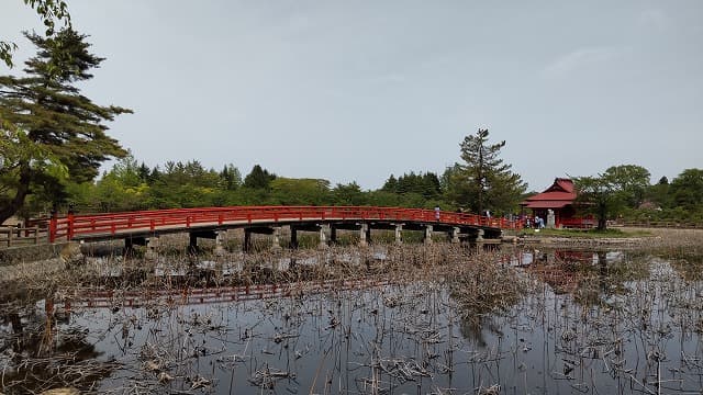 青森県平川市の旅行で訪れた観光名所、猿賀公園の鏡ヶ池