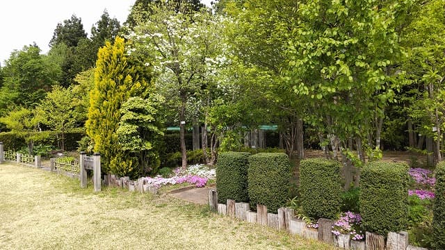 青森県平川市の旅行で訪れた観光名所、猿賀公園の見本庭園