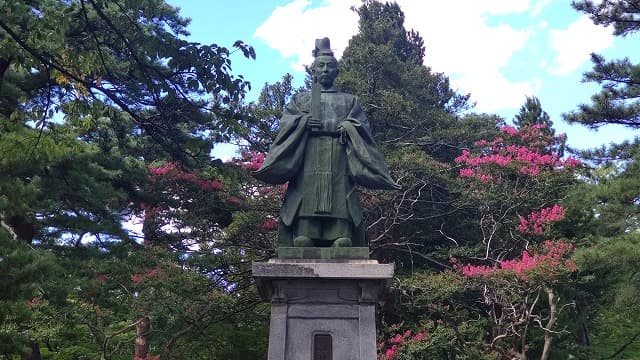 秋田県秋田市の旅行で訪れた観光名所、千秋公園(久保田城跡)佐竹義尭