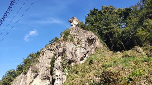 栃木県宇都宮市の旅行で訪れた観光名所、大谷公園の天狗の投石