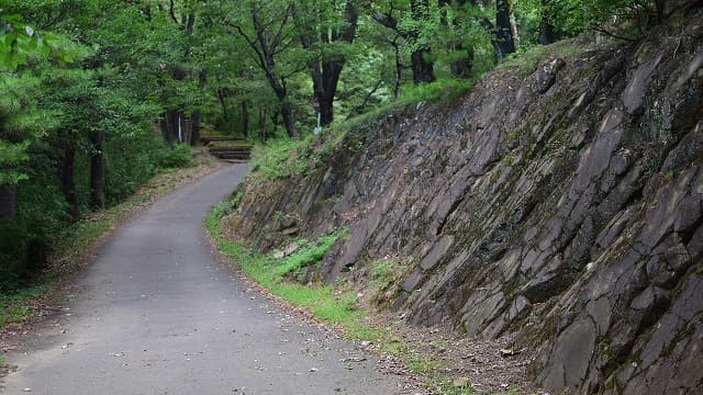 群馬県太田市の旅行で訪れた観光名所、新田金山城＿桟道跡