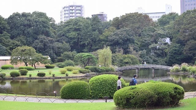 東京都新宿区の新宿御苑の玉藻池