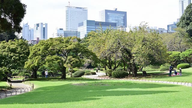 東京都新宿区の新宿御苑の風景式庭園