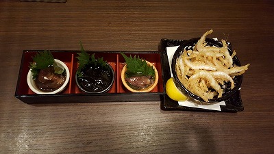 富山県で食べた甘エビの天ぷらと珍味