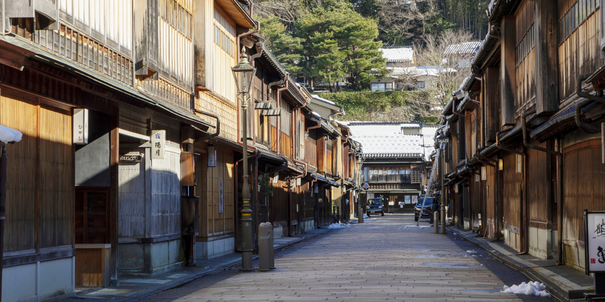 石川県金沢市の旅行で訪れた観光名所、ひがし茶屋街