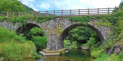 福岡県北九州市の旅行で訪れた観光名所、春吉の眼鏡橋