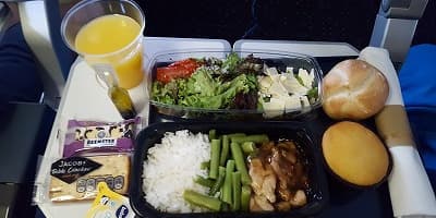 海外のまち旅（旅行、観光）したときの機内食