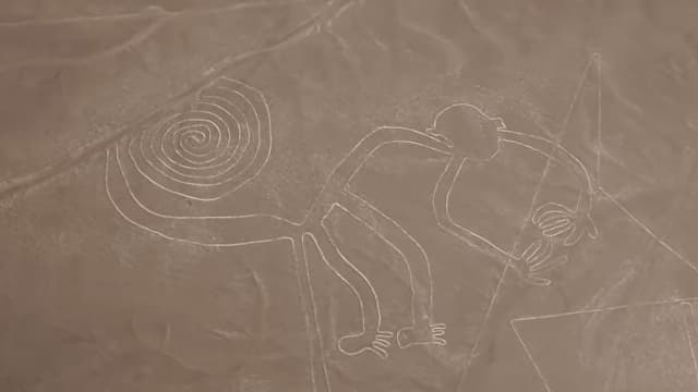 ペルー・イカのナスカの地上絵(猿)