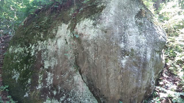 秋田県鹿角市の天照皇御祖神社境内の谷内の磨岩仏